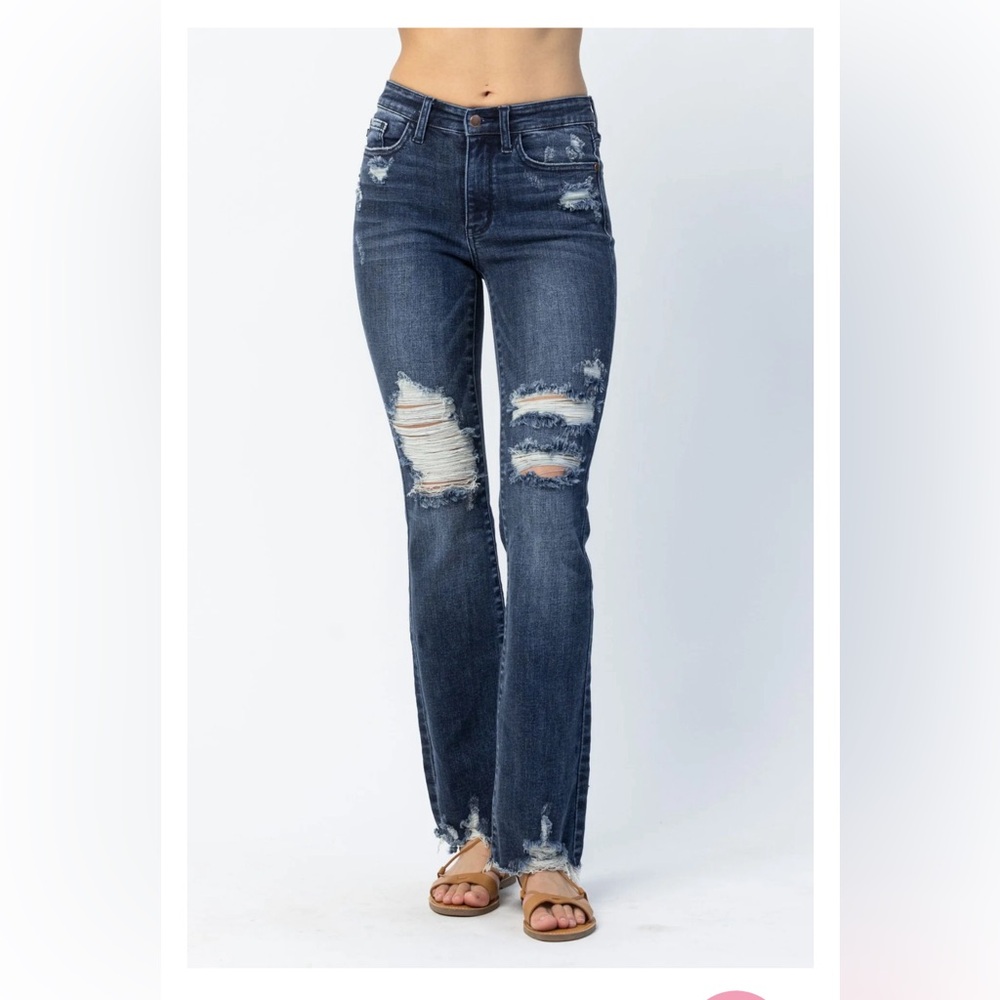 Judy Blue Mid Rise Destroy Slim Boot Cut Jean Size 7/28